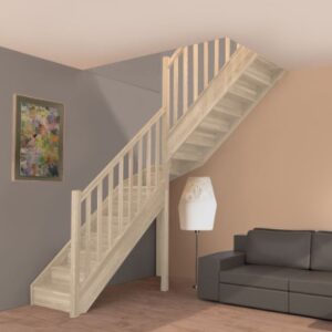 Escalier tournant ECHO avec quart tournant central pour une hauteur de 288 cm - Escalier en kit en bois