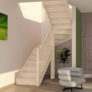 Escalier tournant ECHO avec double quart pour une hauteur de 288 cm - Kit d'escalier en bois
