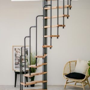 Escalier hélicoïdal compact SAMPAX - Hauteur jusqu'à 299 cm - Avec marches en hêtre laqué