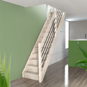 Escalier droit ECHO pour une hauteur de 288 cm - Personnalisable - Escalier en kit en bois