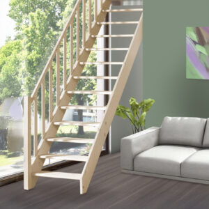 Escalier droit VEGA pour une hauteur de 280 cm - Kit d'escalier en bois à assembler soi-même