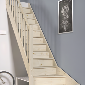 Escalier quart tournant VEGA avec quart de tour inférieur pour une hauteur de 280 cm - Kit d'escalier en bois