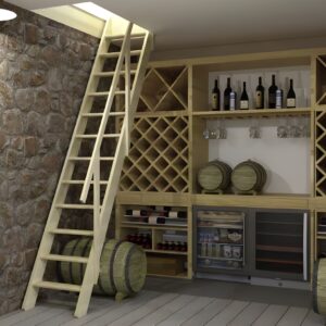 Escalier droit FICHTE avec rampe pour une hauteur de 286 cm - Escalier gain de place