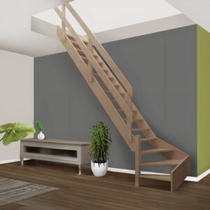 Escalier tournant RUSTIC - Escalier en bois avec quart de tour à gauche ou à droite en hêtre