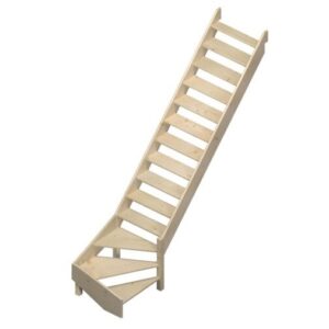 Escalier de meunier MGS avec quart tournant en bas – Hauteur jusqu'à 320 cm – Fabriqué en bois de pin