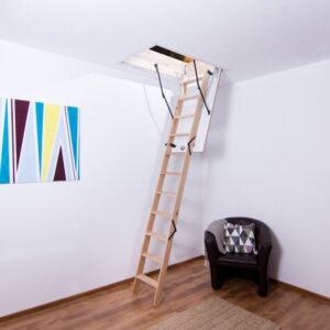 Escalier de grenier en bois PROFIX - Escalier de grenier économique avec marches en bois – Hauteur 280 cm