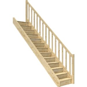 Escalier droit BUDGET+ | Hauteur 280 cm | Contremarches et balustres inclus