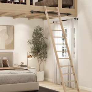 Échelle en bois de hêtre – Échelle de meunier peu encombrante en bois de hêtre