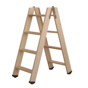 Échelle pliante – Échelle double domestique en bois d'épicéa – Échelle en bois à 2 faces