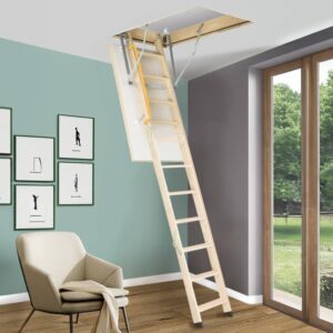 Escalier de escomotable en bois KLAVA - Échelle de grenier en 3 parties pour dimensions 120 x 54 cm - avec un coefficient d'isolation thermique u = 1,1 W/m²K
