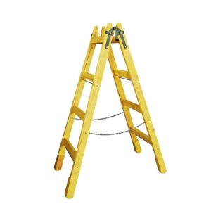 Échelle de peintre AR15 – en bois d'épicéa – laquée jaune – échelle en bois à deux faces